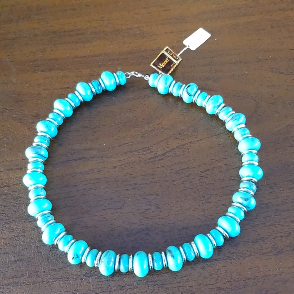 Monet 90s "Adobe" Turquoise Colored Choker 16.5"